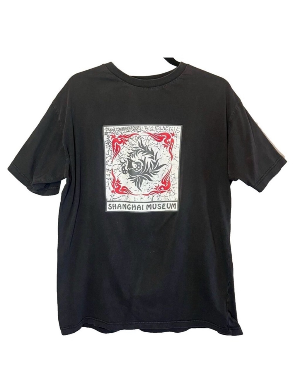 Vintage Shanghai Museum Black Short-sleeve T-Shirt Size XL 100% Cotton